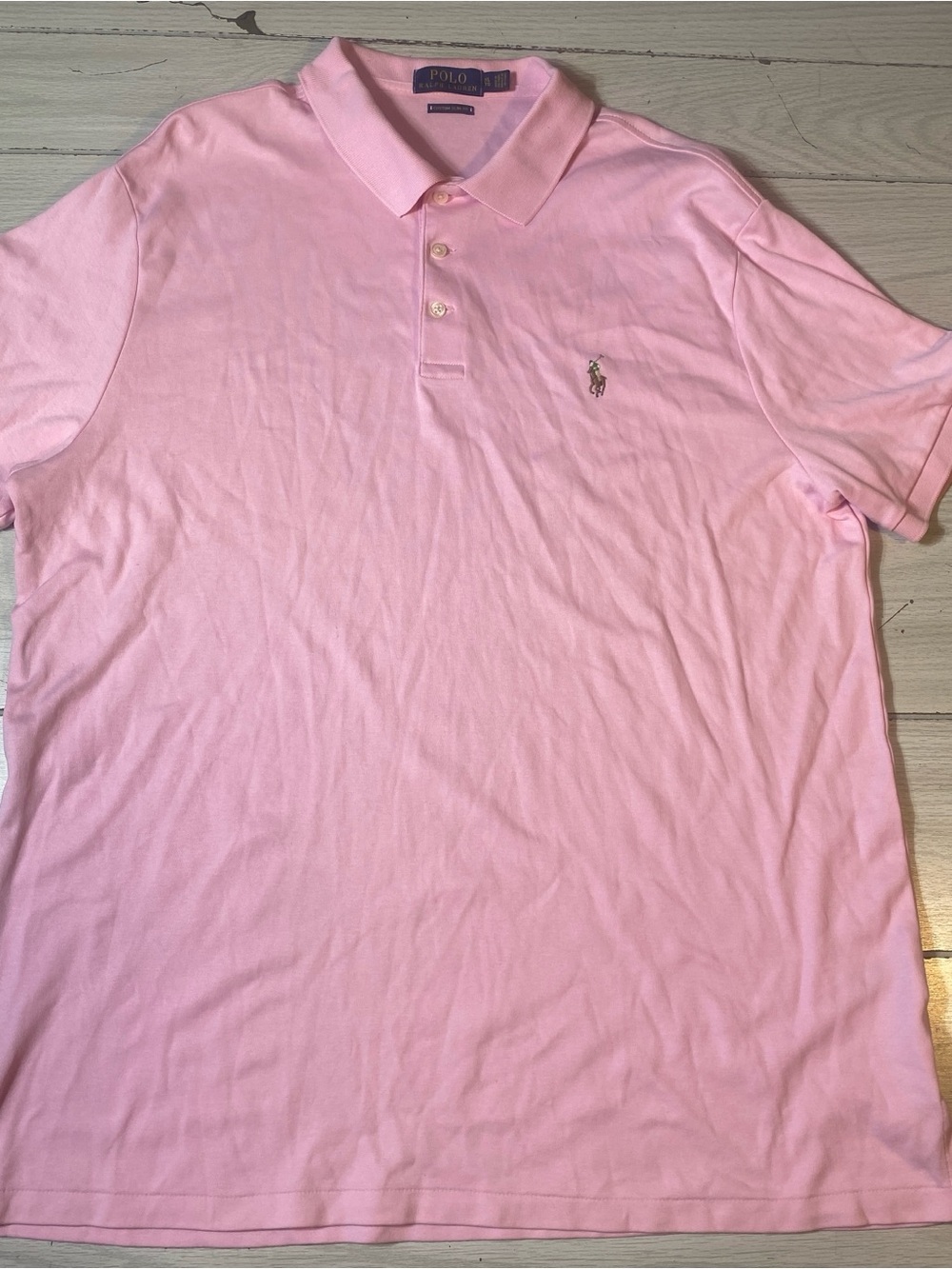 Polo Ralph Lauren Shirt Men's XL Custom Slim Fit Pink Short Sleeve Pony Logo